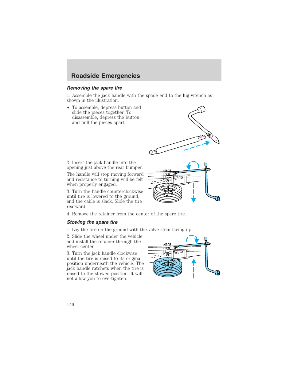 Roadside emergencies | FORD 2003 Explorer Sport Trac v.3 User Manual | Page 146 / 216