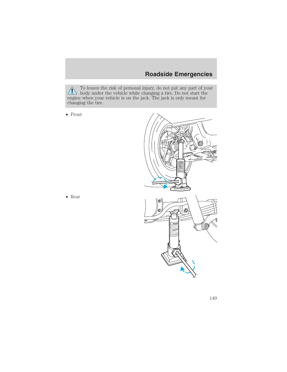 Roadside emergencies | FORD 2003 Explorer Sport Trac v.3 User Manual | Page 149 / 216