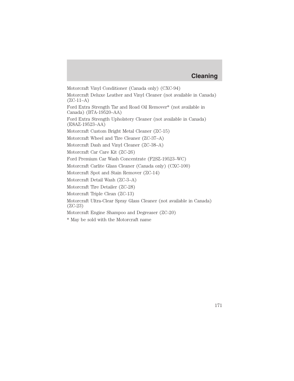 Cleaning | FORD 2003 Explorer Sport Trac v.3 User Manual | Page 171 / 216