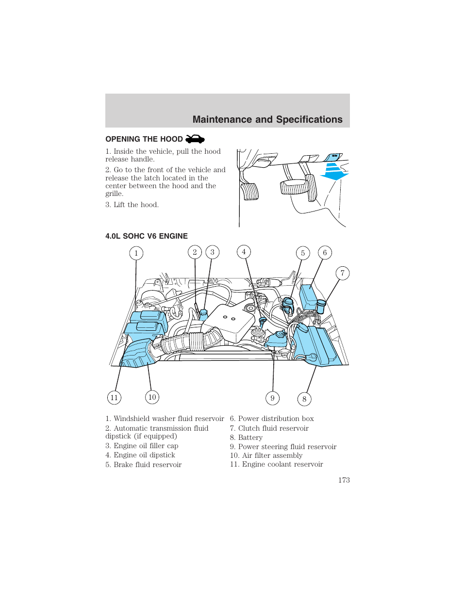 Maintenance and specifications | FORD 2003 Explorer Sport Trac v.3 User Manual | Page 173 / 216