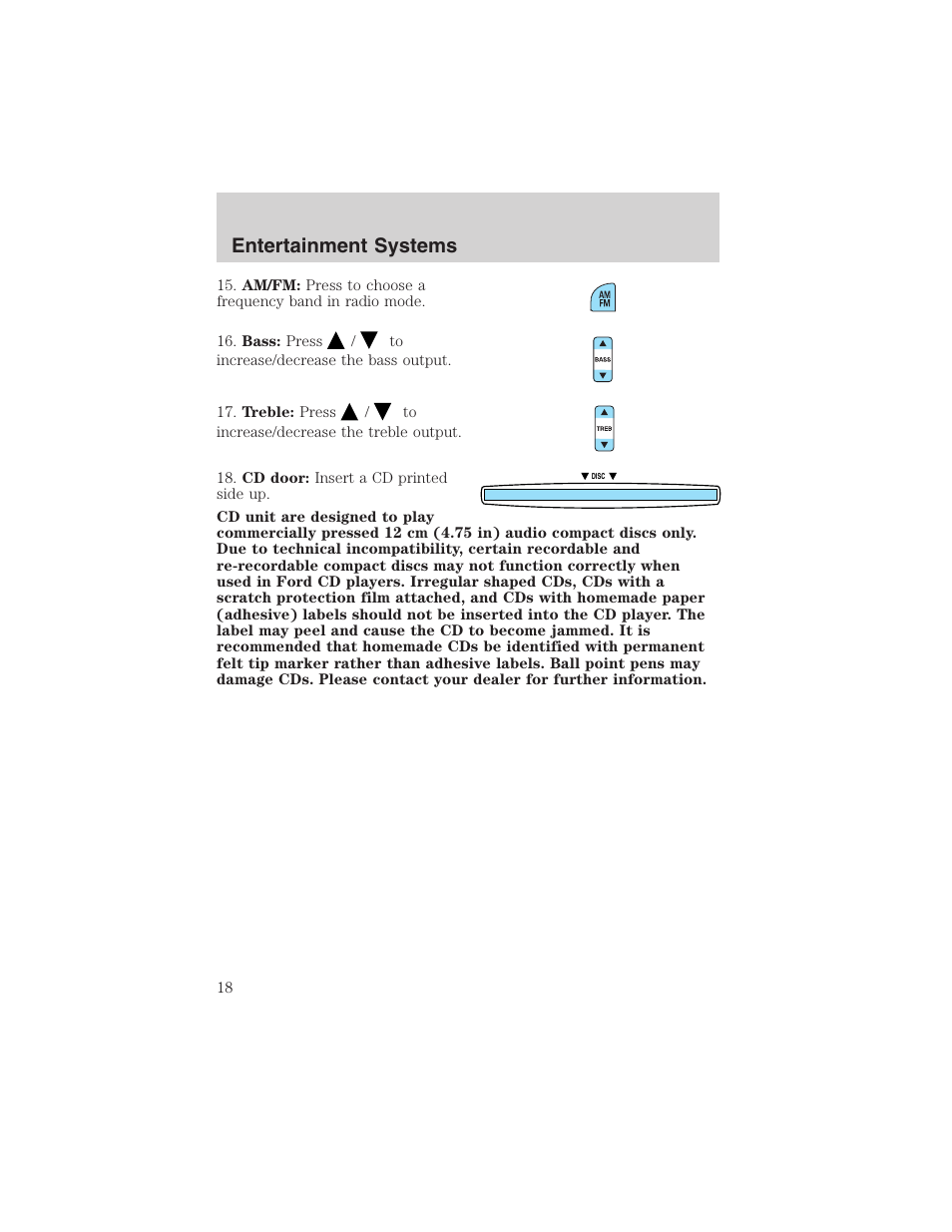 Entertainment systems | FORD 2003 Explorer Sport Trac v.3 User Manual | Page 18 / 216