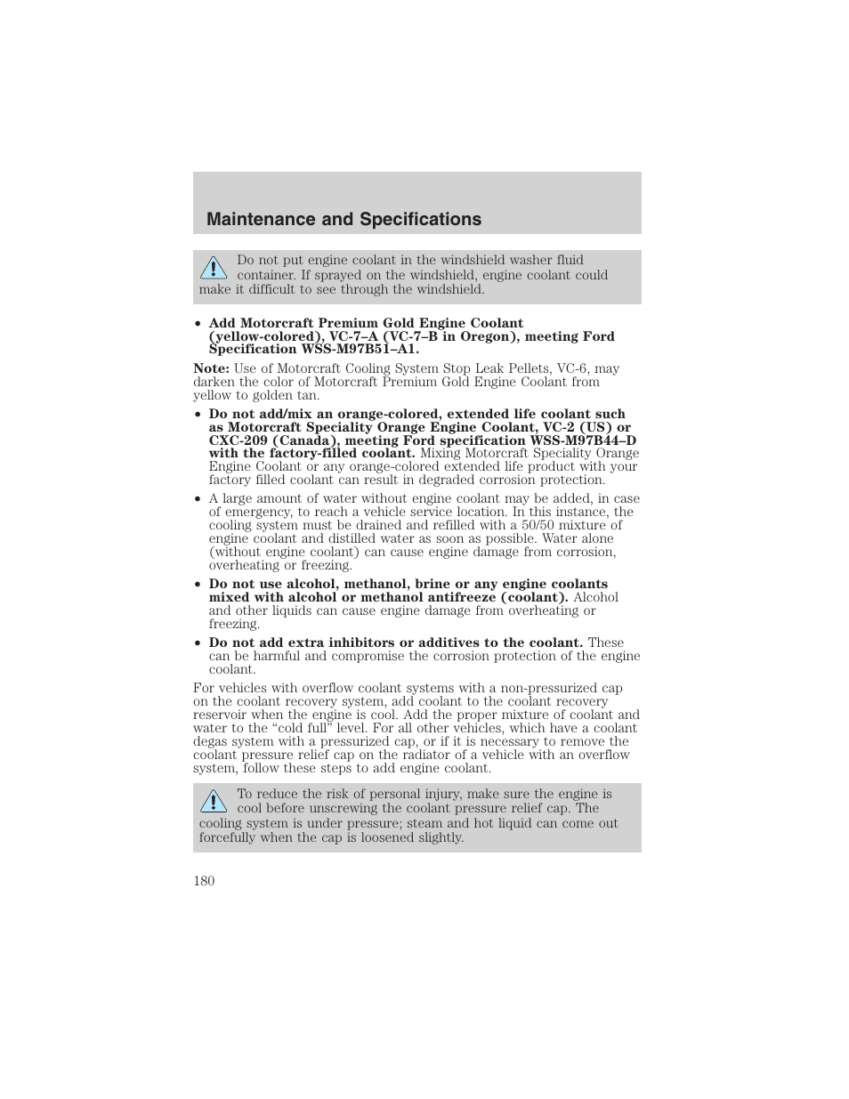Maintenance and specifications | FORD 2003 Explorer Sport Trac v.3 User Manual | Page 180 / 216