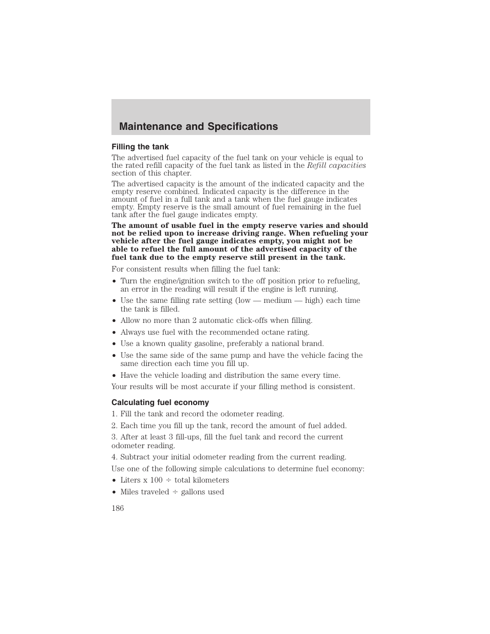 Maintenance and specifications | FORD 2003 Explorer Sport Trac v.3 User Manual | Page 186 / 216