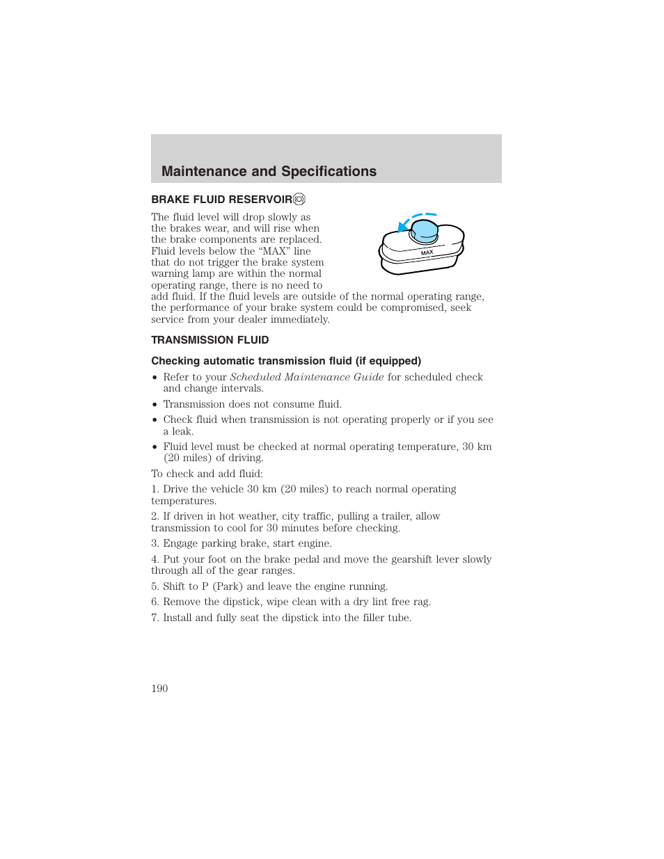 Maintenance and specifications | FORD 2003 Explorer Sport Trac v.3 User Manual | Page 190 / 216