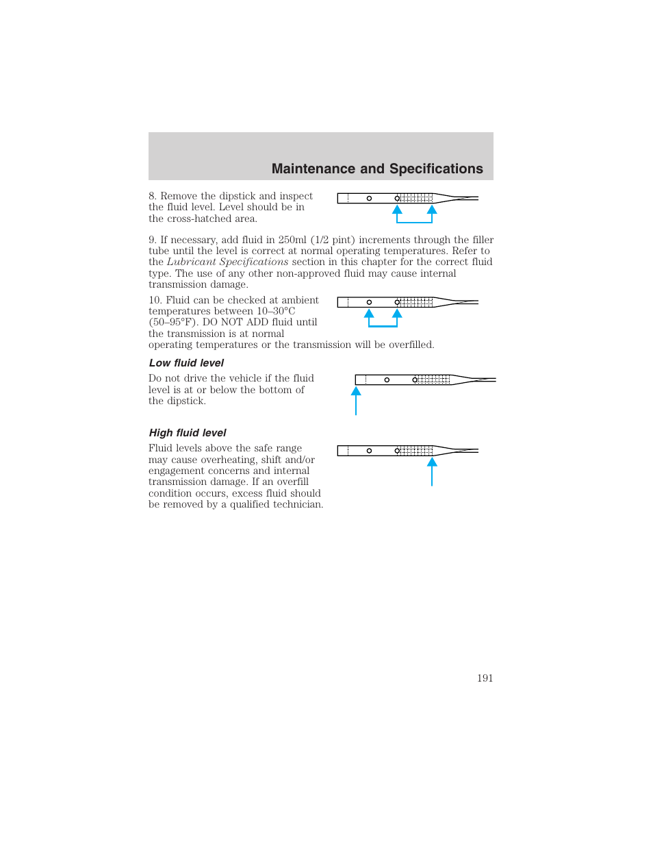 Maintenance and specifications | FORD 2003 Explorer Sport Trac v.3 User Manual | Page 191 / 216