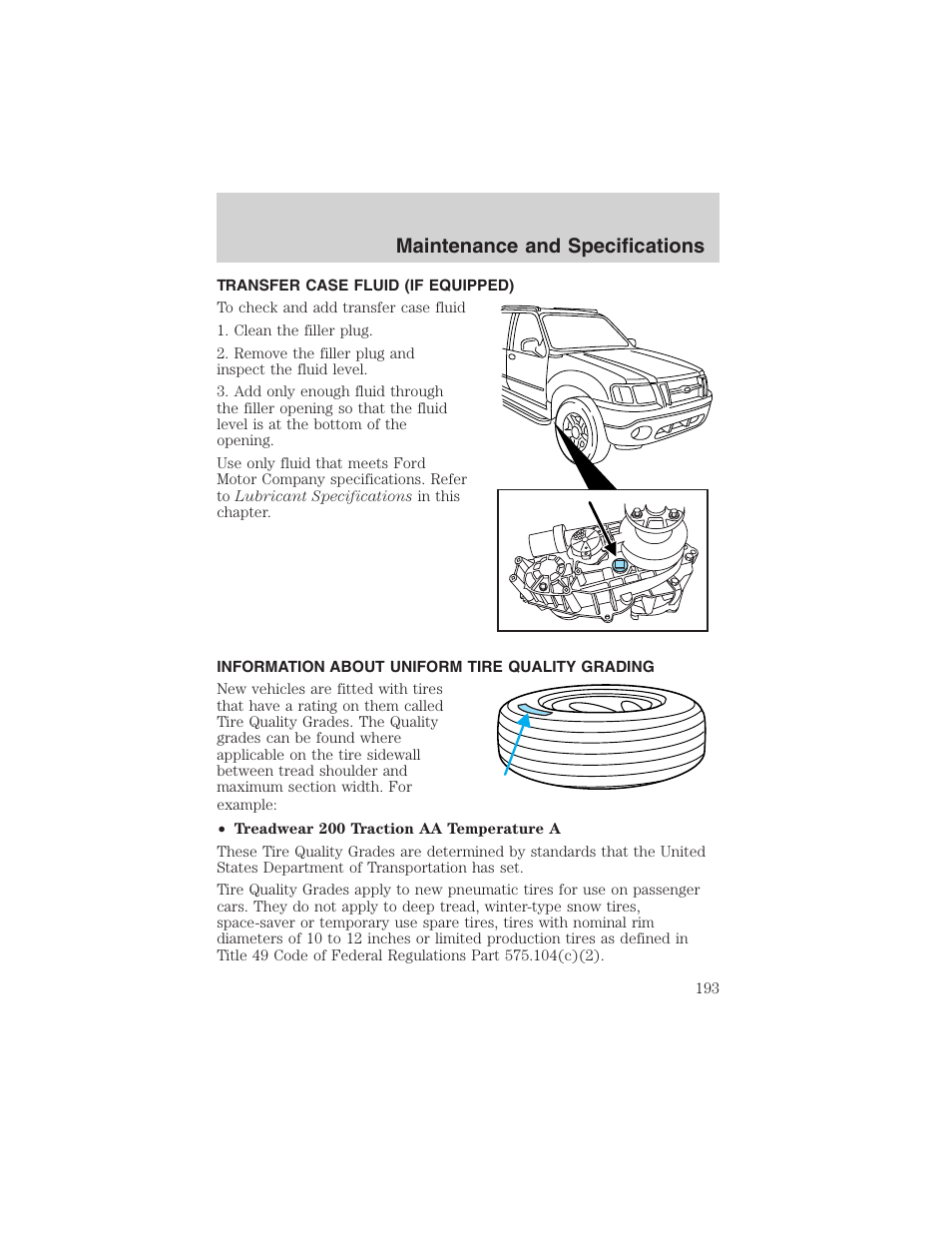 Maintenance and specifications | FORD 2003 Explorer Sport Trac v.3 User Manual | Page 193 / 216