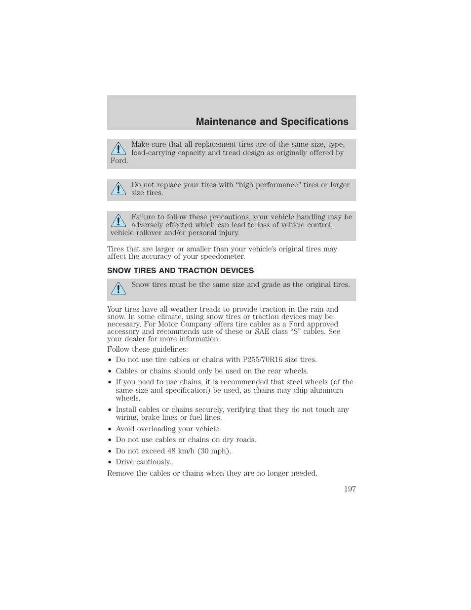 Maintenance and specifications | FORD 2003 Explorer Sport Trac v.3 User Manual | Page 197 / 216