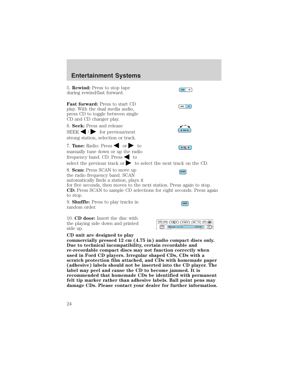 Entertainment systems | FORD 2003 Explorer Sport Trac v.3 User Manual | Page 24 / 216