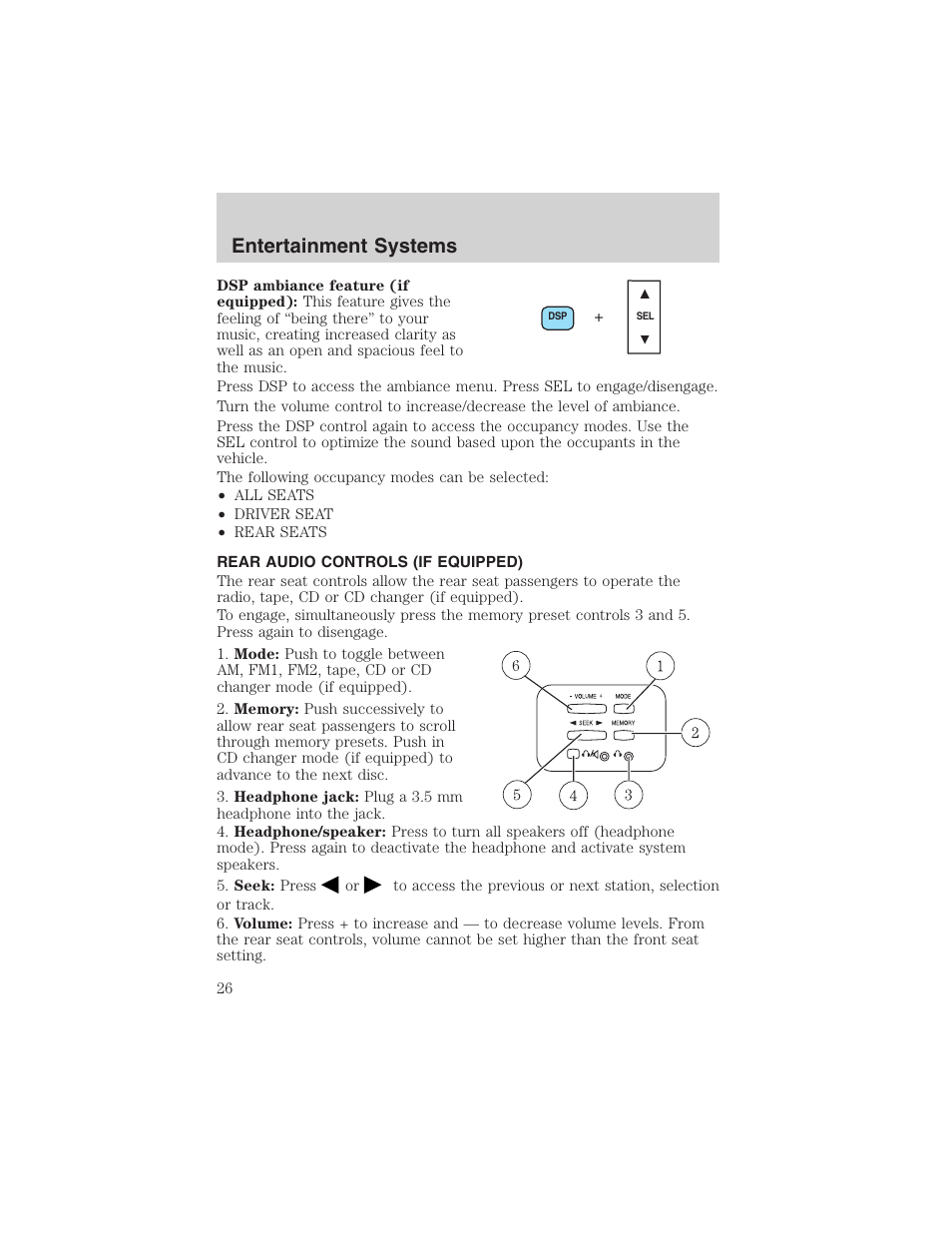 Entertainment systems | FORD 2003 Explorer Sport Trac v.3 User Manual | Page 26 / 216
