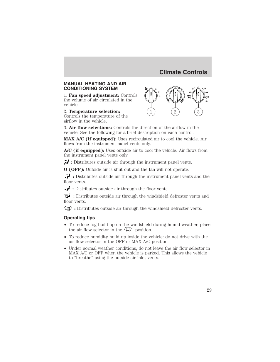 Climate controls | FORD 2003 Explorer Sport Trac v.3 User Manual | Page 29 / 216