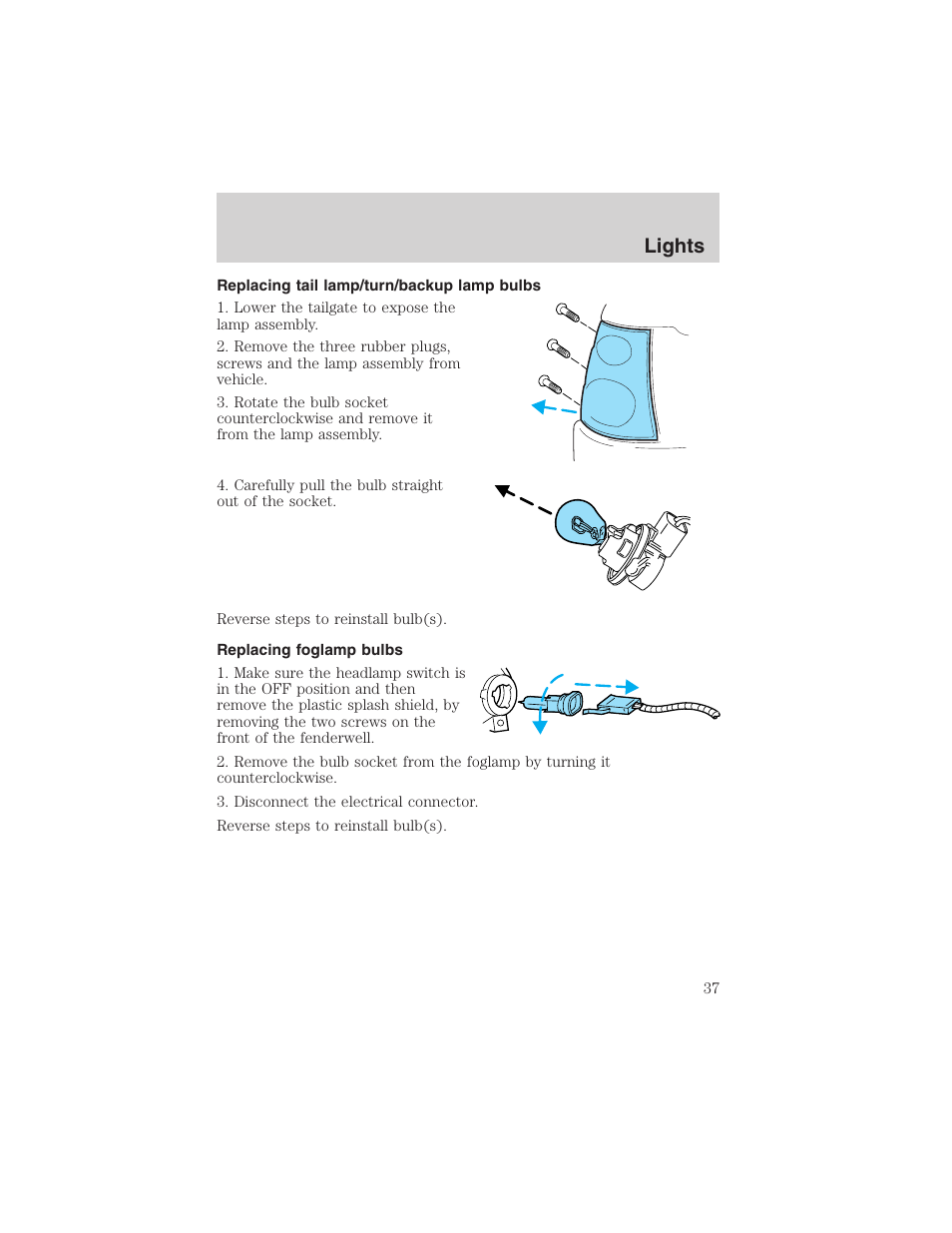 Lights | FORD 2003 Explorer Sport Trac v.3 User Manual | Page 37 / 216