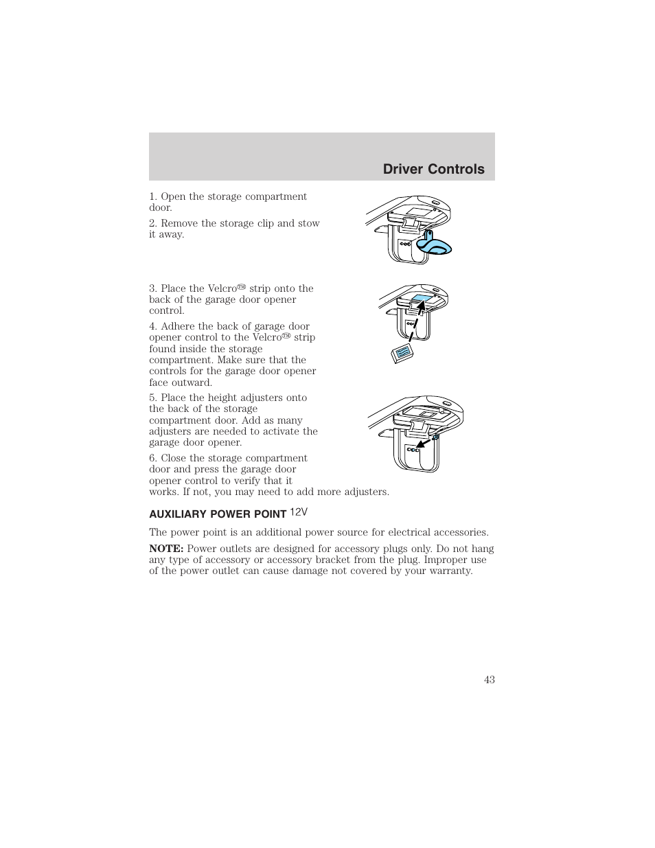 Driver controls | FORD 2003 Explorer Sport Trac v.3 User Manual | Page 43 / 216