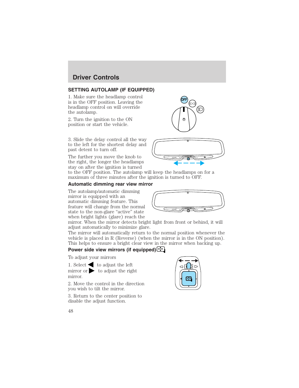 Driver controls | FORD 2003 Explorer Sport Trac v.3 User Manual | Page 48 / 216