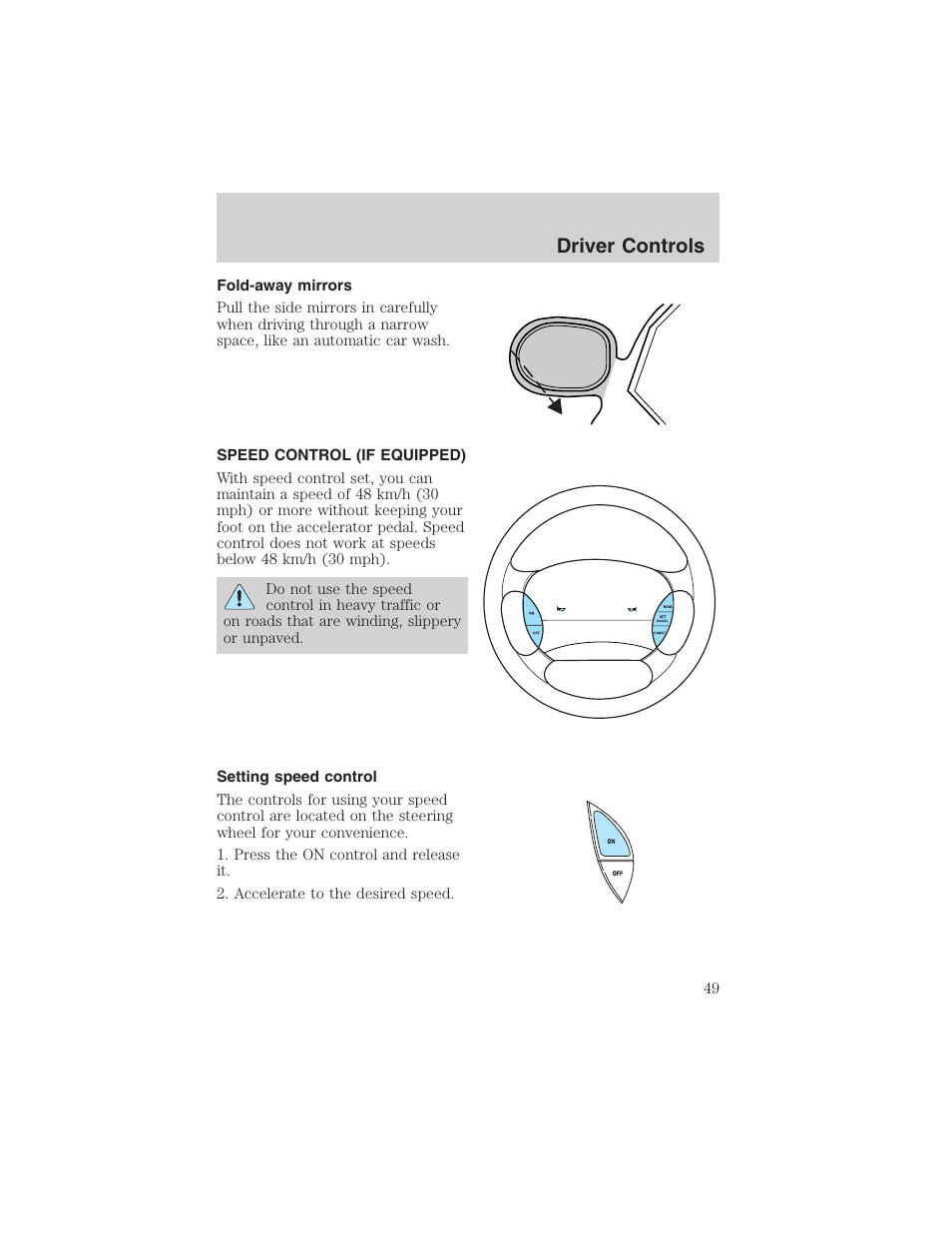 Driver controls | FORD 2003 Explorer Sport Trac v.3 User Manual | Page 49 / 216