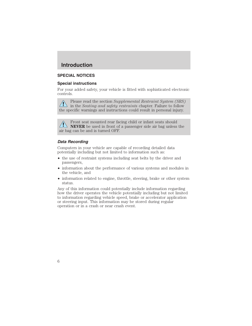 Introduction | FORD 2003 Explorer Sport Trac v.3 User Manual | Page 6 / 216