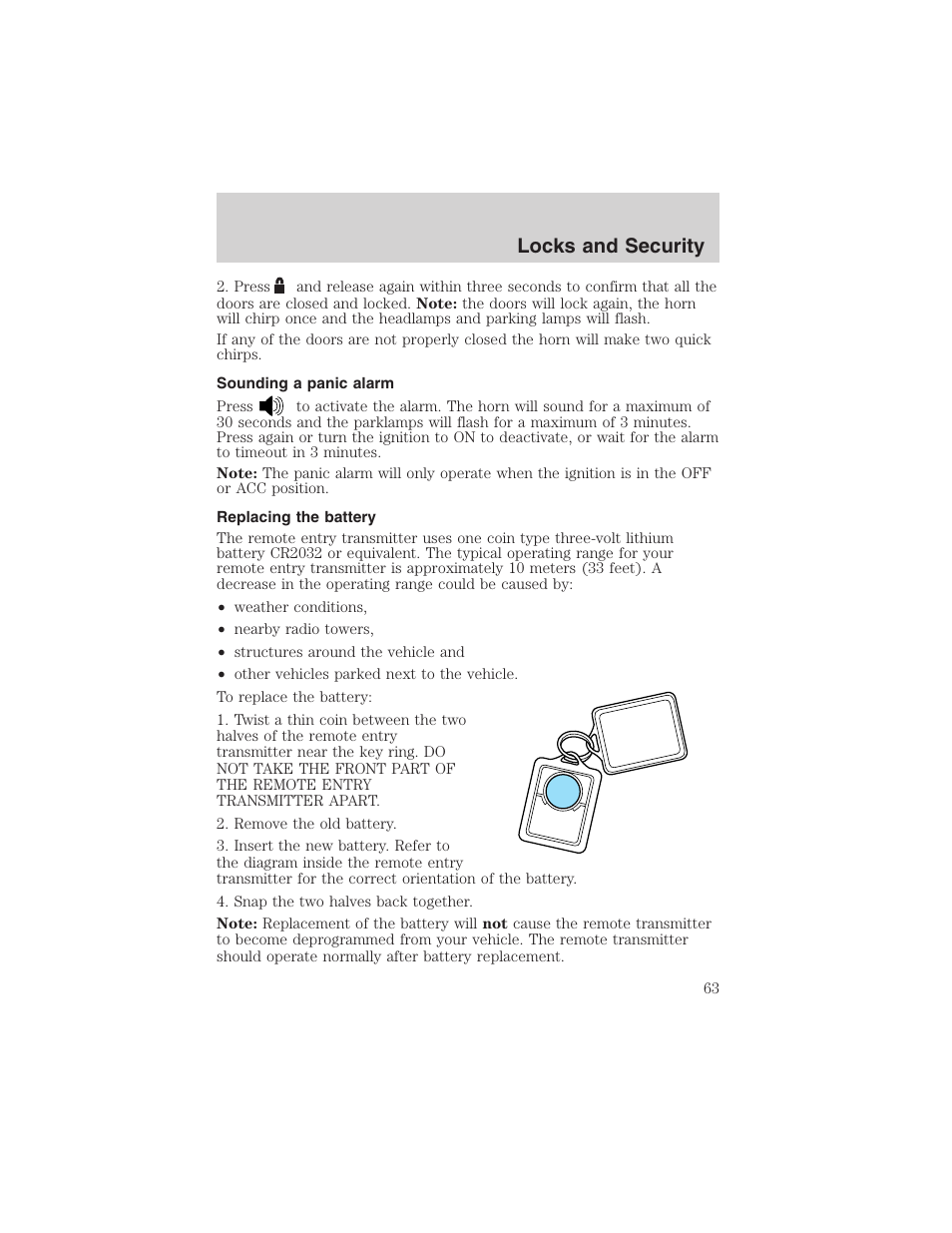 Locks and security | FORD 2003 Explorer Sport Trac v.3 User Manual | Page 63 / 216