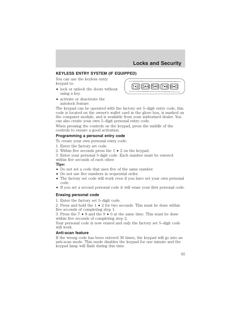 Locks and security | FORD 2003 Explorer Sport Trac v.3 User Manual | Page 65 / 216