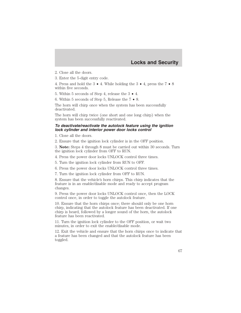 Locks and security | FORD 2003 Explorer Sport Trac v.3 User Manual | Page 67 / 216