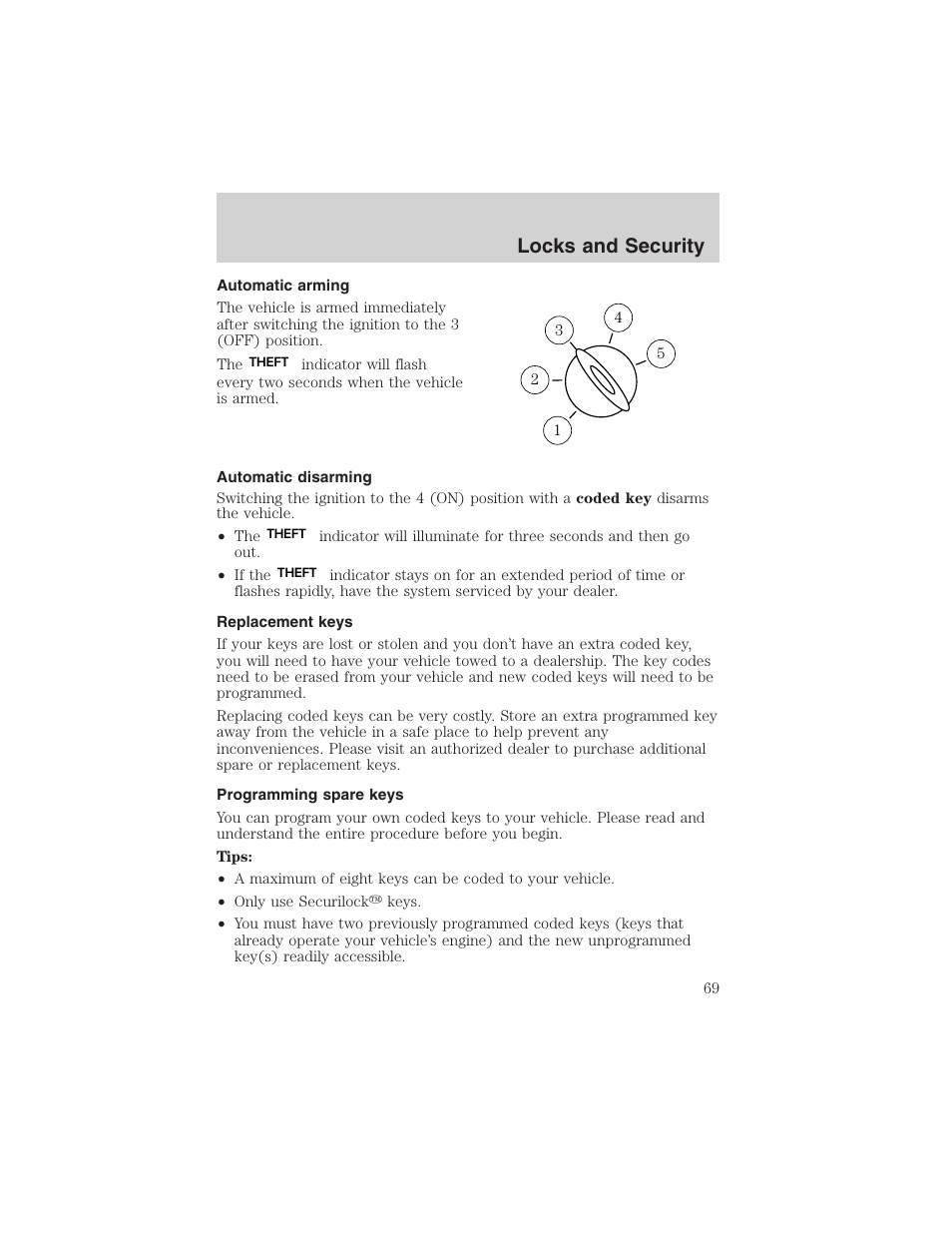 Locks and security | FORD 2003 Explorer Sport Trac v.3 User Manual | Page 69 / 216