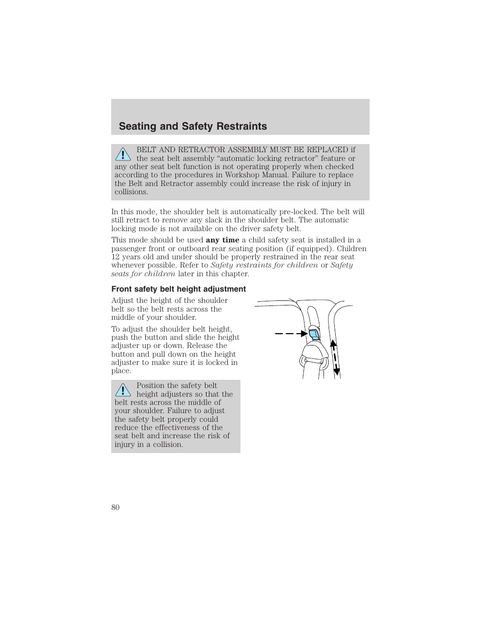 Seating and safety restraints | FORD 2003 Explorer Sport Trac v.3 User Manual | Page 80 / 216