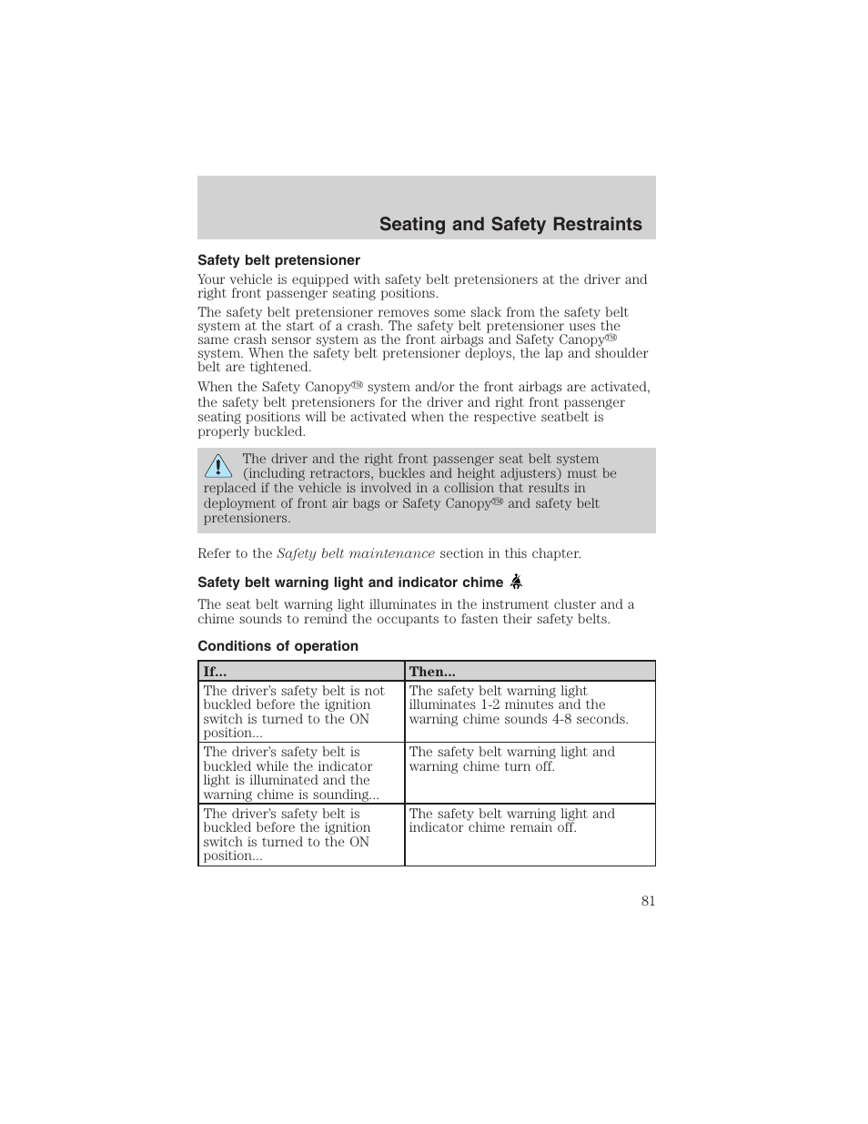 Seating and safety restraints | FORD 2003 Explorer Sport Trac v.3 User Manual | Page 81 / 216