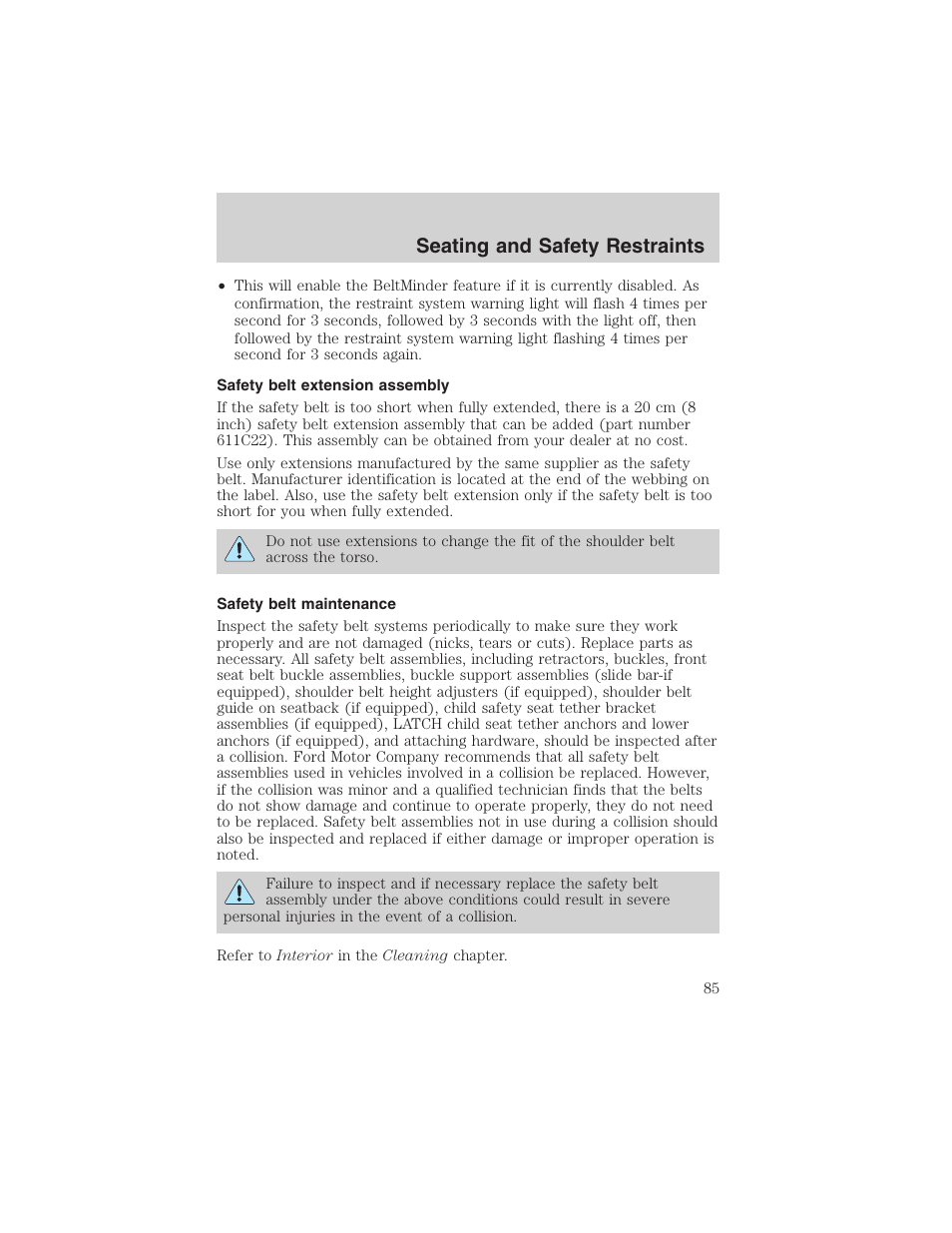 Seating and safety restraints | FORD 2003 Explorer Sport Trac v.3 User Manual | Page 85 / 216