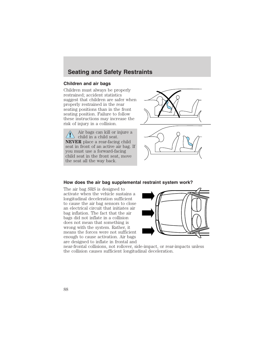 Seating and safety restraints | FORD 2003 Explorer Sport Trac v.3 User Manual | Page 88 / 216