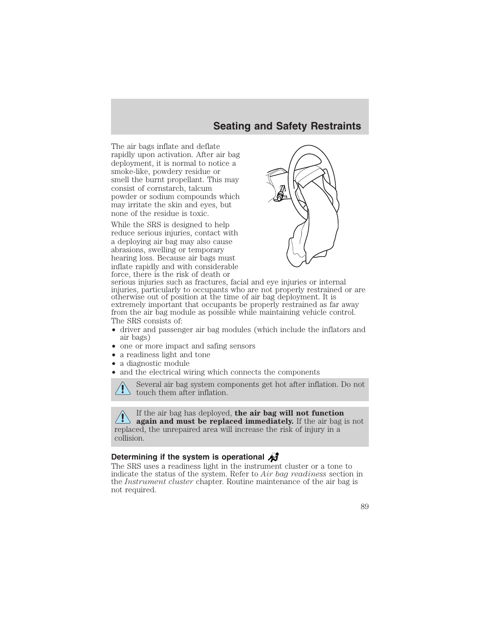 Seating and safety restraints | FORD 2003 Explorer Sport Trac v.3 User Manual | Page 89 / 216