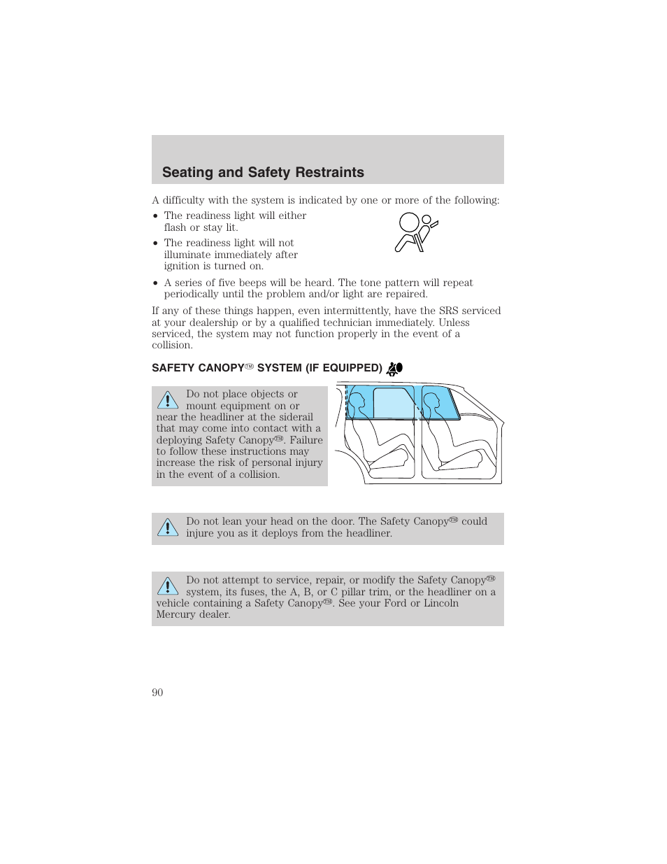 Seating and safety restraints | FORD 2003 Explorer Sport Trac v.3 User Manual | Page 90 / 216