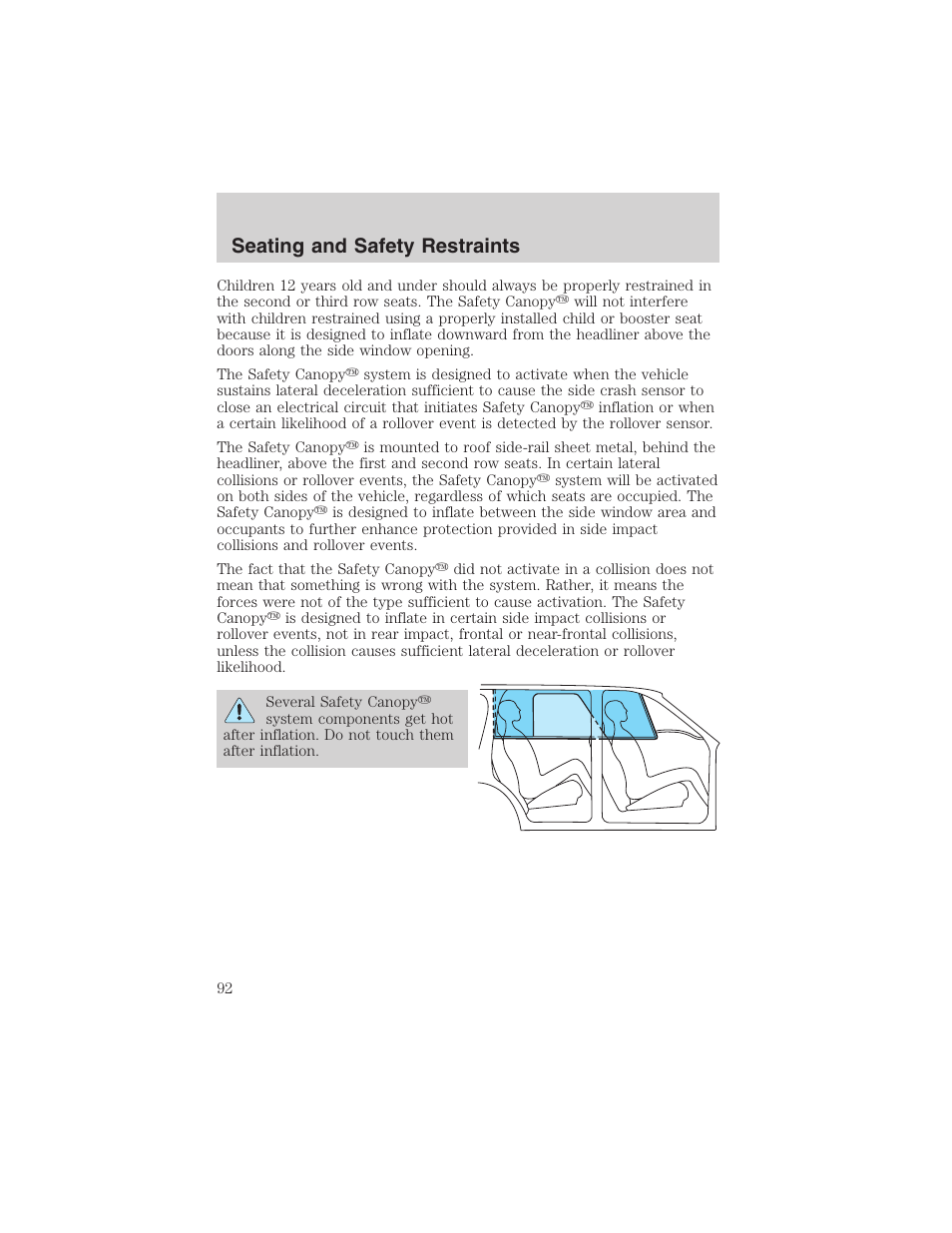 Seating and safety restraints | FORD 2003 Explorer Sport Trac v.3 User Manual | Page 92 / 216