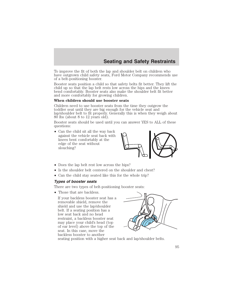 Seating and safety restraints | FORD 2003 Explorer Sport Trac v.3 User Manual | Page 95 / 216