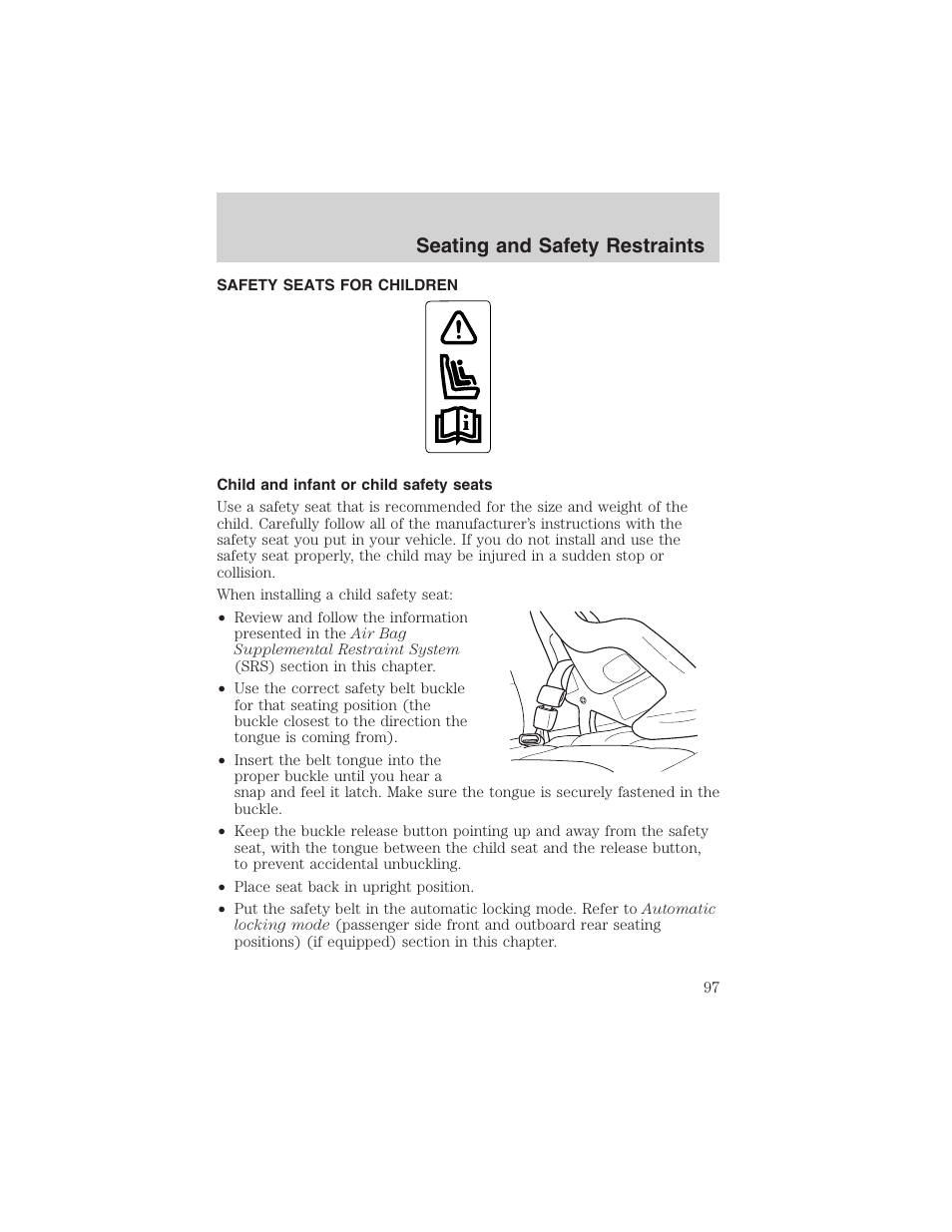 Seating and safety restraints | FORD 2003 Explorer Sport Trac v.3 User Manual | Page 97 / 216