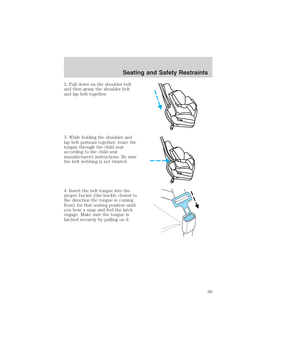 Seating and safety restraints | FORD 2003 Explorer Sport Trac v.3 User Manual | Page 99 / 216