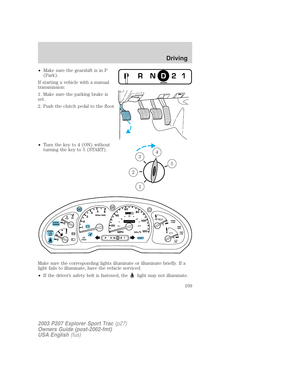 Driving | FORD 2003 Explorer Sport Trac v.4 User Manual | Page 109 / 216