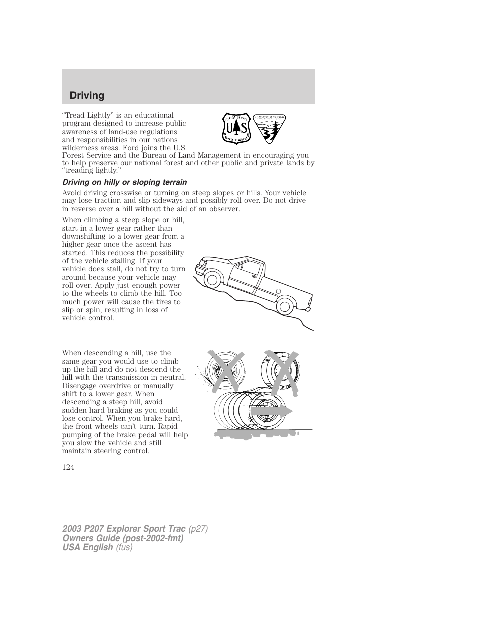 Driving | FORD 2003 Explorer Sport Trac v.4 User Manual | Page 124 / 216
