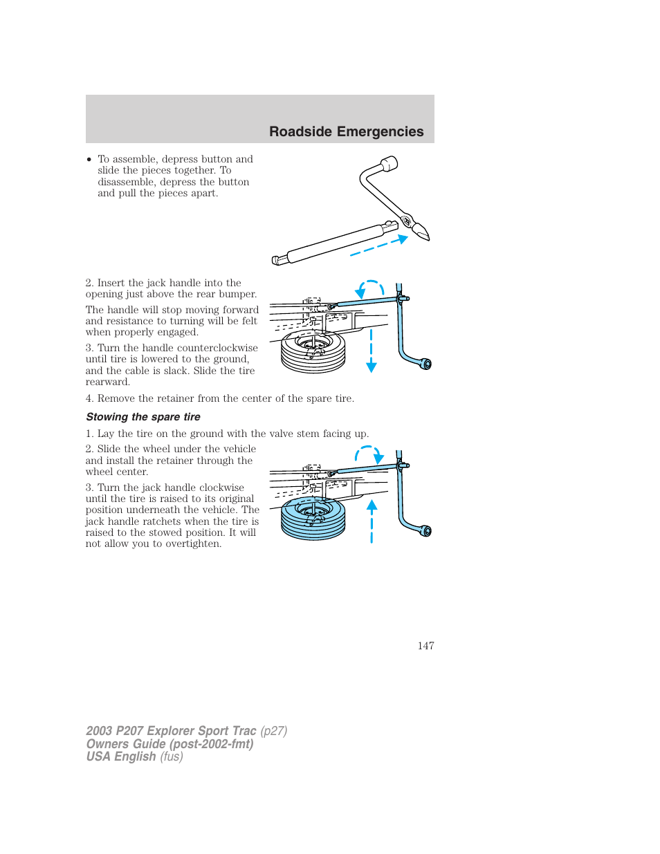 Roadside emergencies | FORD 2003 Explorer Sport Trac v.4 User Manual | Page 147 / 216