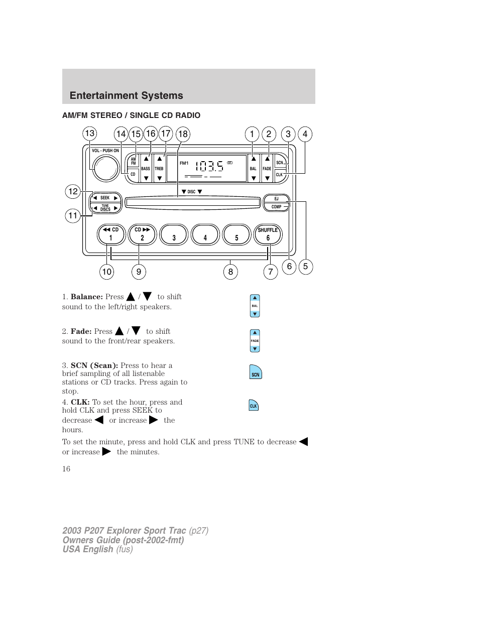 Entertainment systems | FORD 2003 Explorer Sport Trac v.4 User Manual | Page 16 / 216