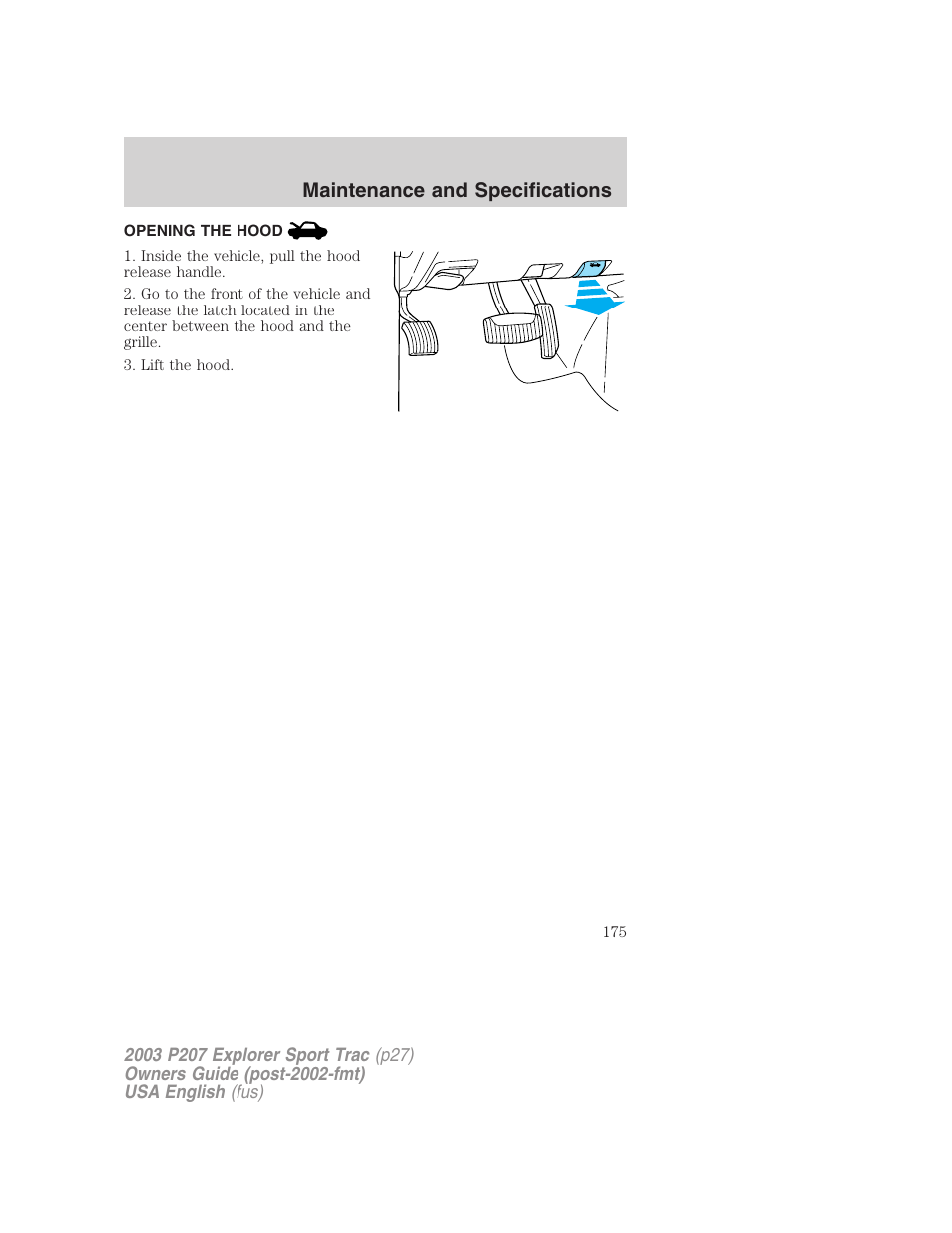 Maintenance and specifications | FORD 2003 Explorer Sport Trac v.4 User Manual | Page 175 / 216