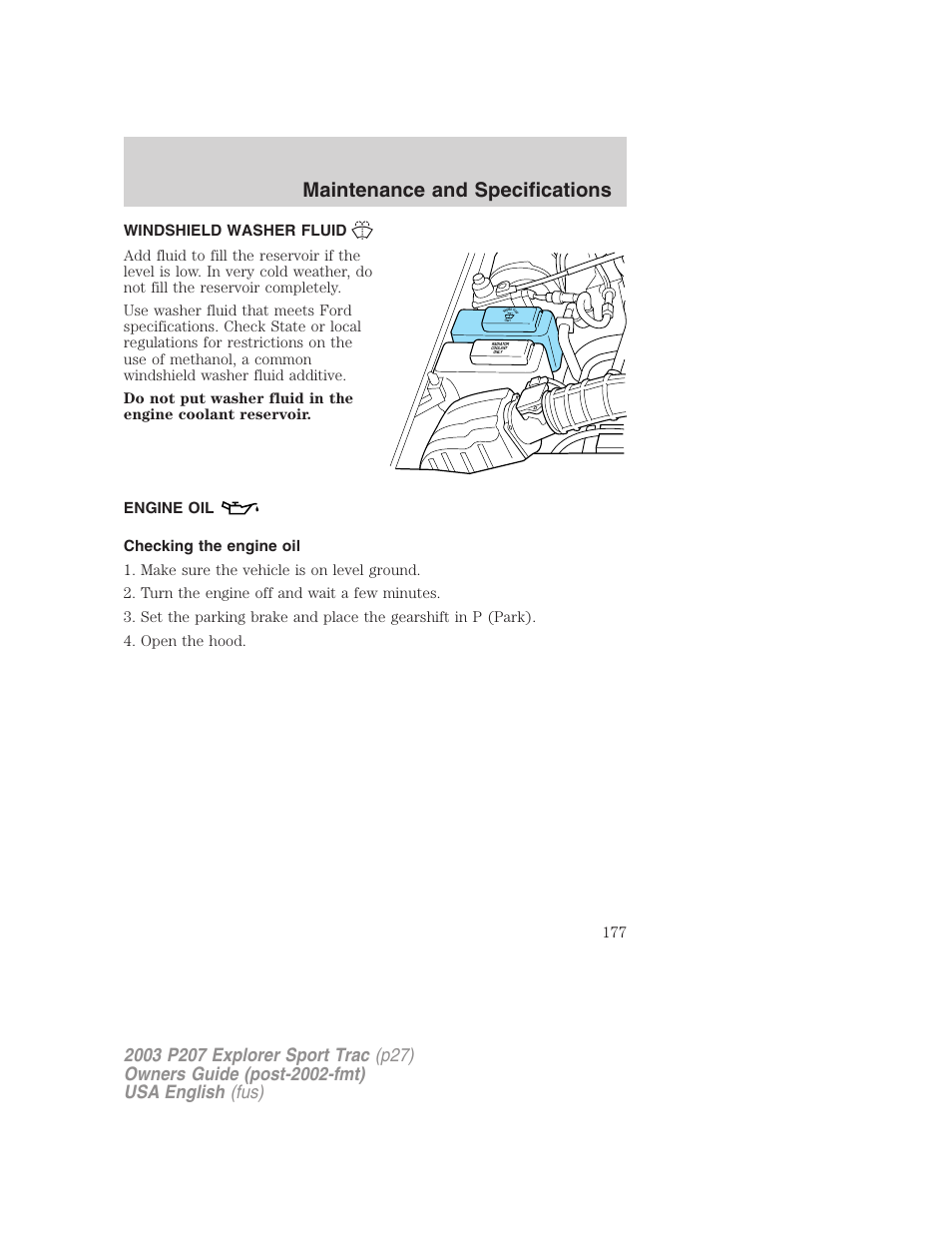 Maintenance and specifications | FORD 2003 Explorer Sport Trac v.4 User Manual | Page 177 / 216