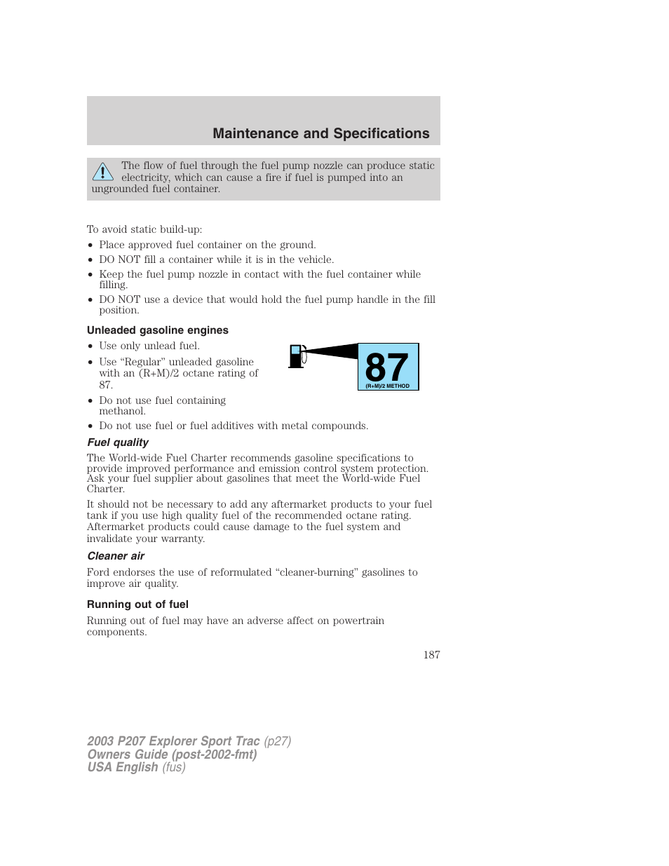 FORD 2003 Explorer Sport Trac v.4 User Manual | Page 187 / 216