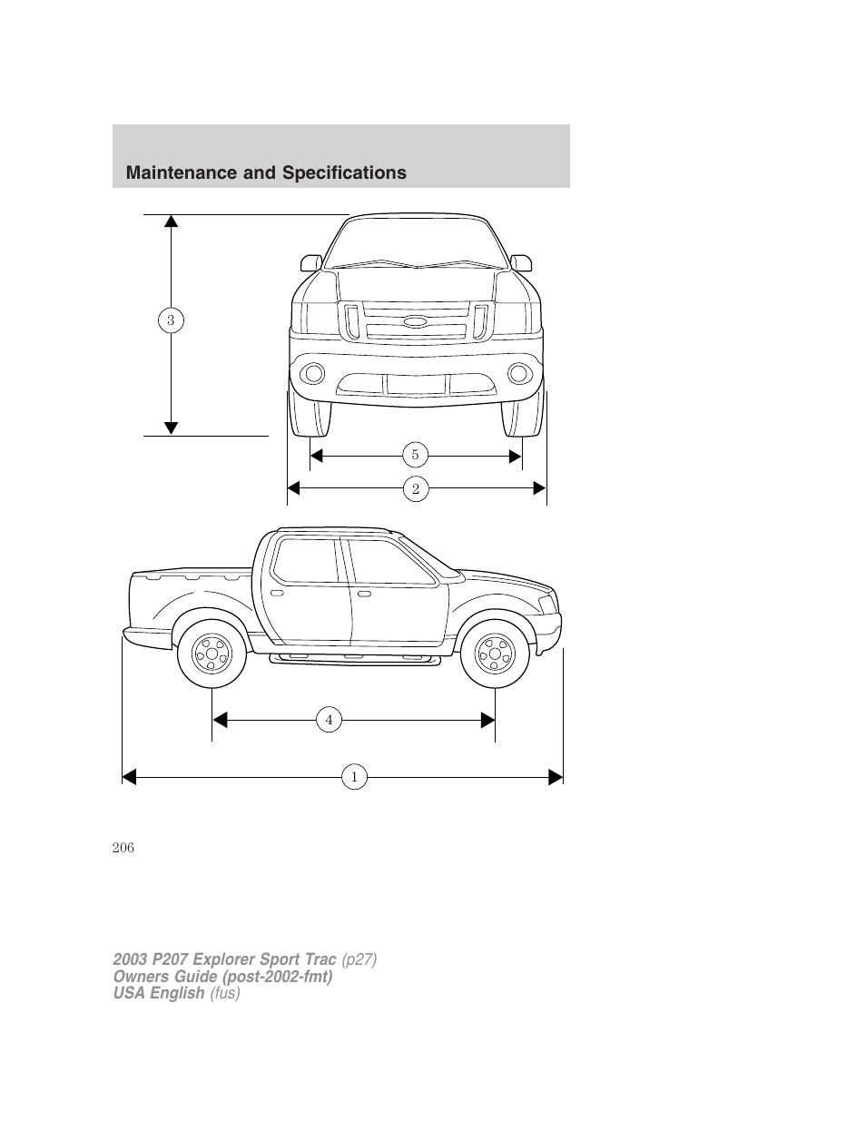 Maintenance and specifications | FORD 2003 Explorer Sport Trac v.4 User Manual | Page 206 / 216