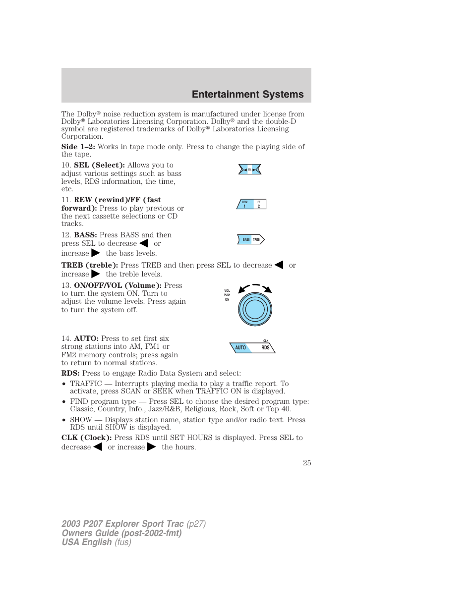 Entertainment systems | FORD 2003 Explorer Sport Trac v.4 User Manual | Page 25 / 216