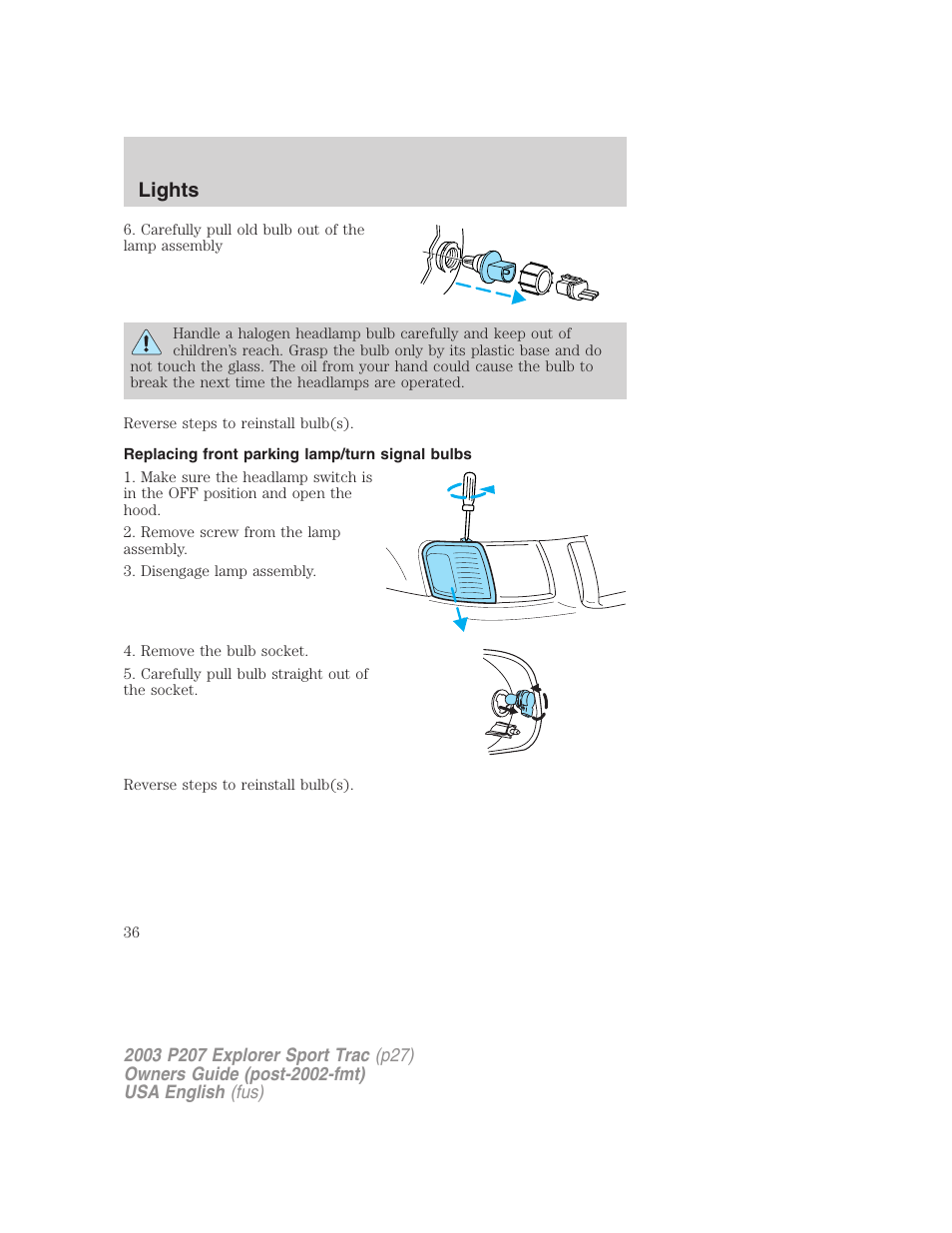 Lights | FORD 2003 Explorer Sport Trac v.4 User Manual | Page 36 / 216