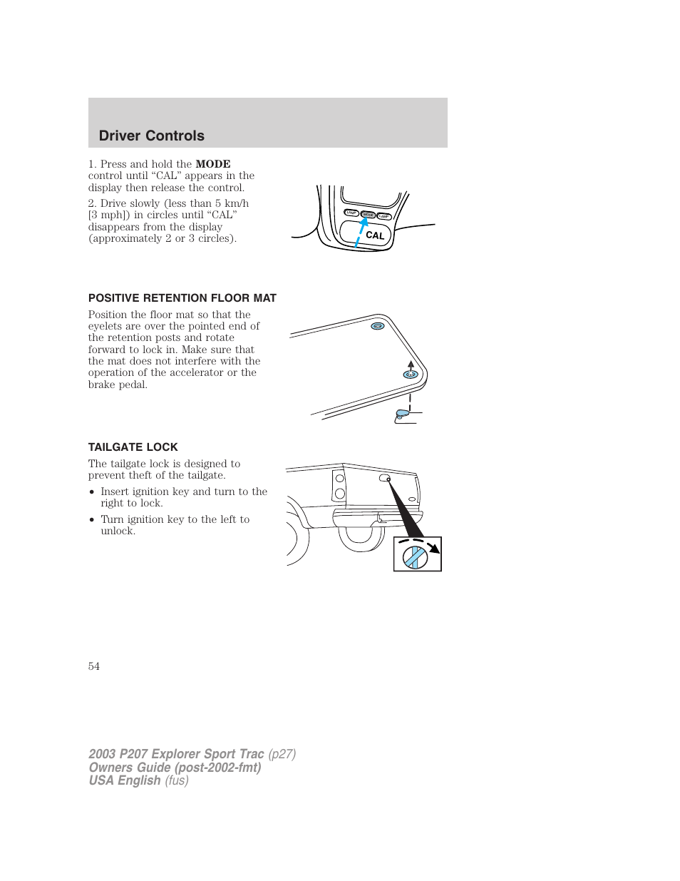 Driver controls | FORD 2003 Explorer Sport Trac v.4 User Manual | Page 54 / 216