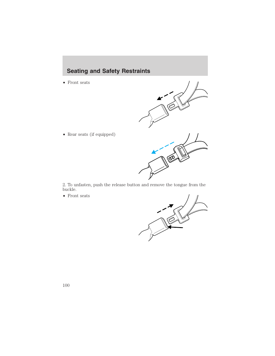 Seating and safety restraints | FORD 2003 F-150 v.1 User Manual | Page 100 / 280
