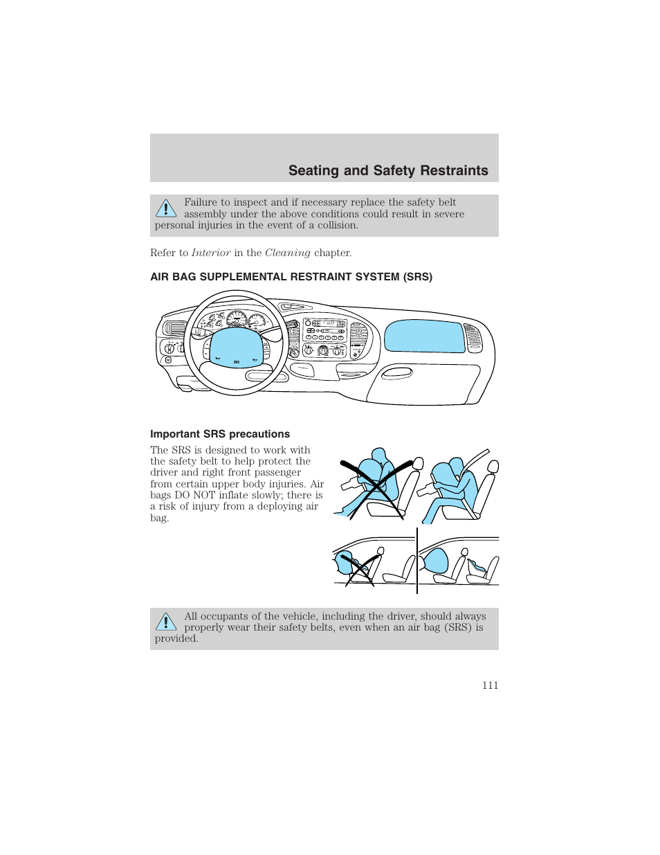 Seating and safety restraints | FORD 2003 F-150 v.1 User Manual | Page 111 / 280