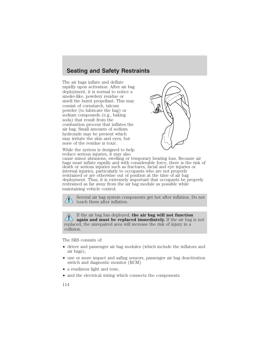 Seating and safety restraints | FORD 2003 F-150 v.1 User Manual | Page 114 / 280