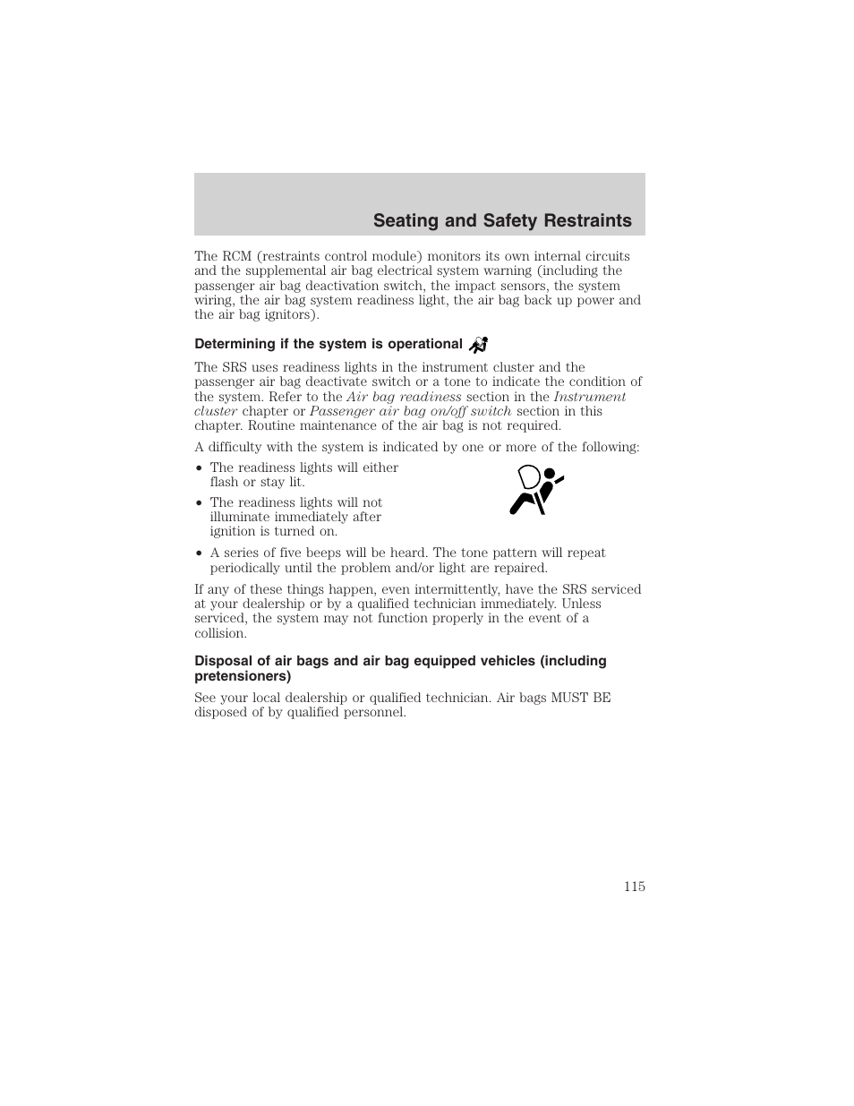 Seating and safety restraints | FORD 2003 F-150 v.1 User Manual | Page 115 / 280