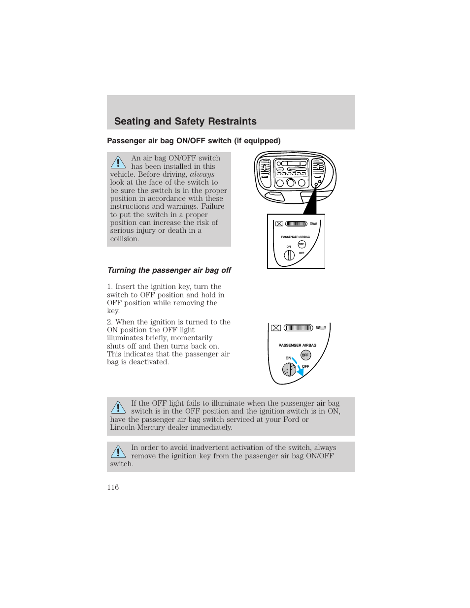 Seating and safety restraints | FORD 2003 F-150 v.1 User Manual | Page 116 / 280