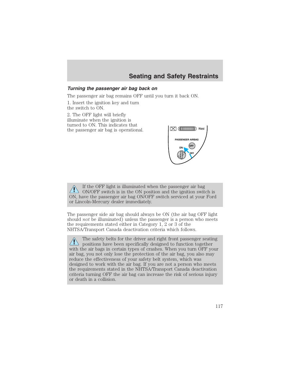 Seating and safety restraints | FORD 2003 F-150 v.1 User Manual | Page 117 / 280